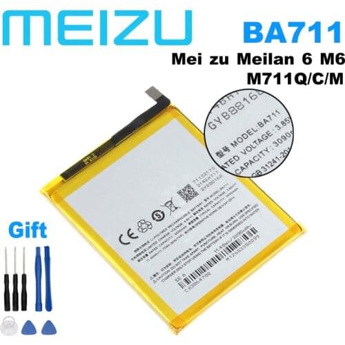 Meizu 100% Original 3090mAh BA711 Battery For Meizu Meilan 6 M6 M711Q M711 M711C Mobile Phone Batteries+Free tools