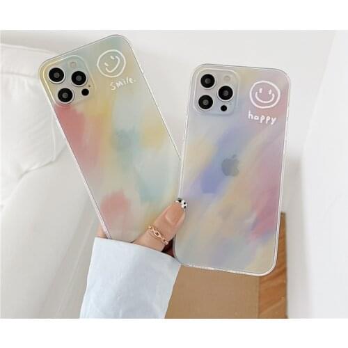 Cute Cartoon Rainbow Smiley Phone Cases For iPhone 12 Mini 11 Pro XS MAX XR X 8 7 Plus SE 2020 12Pro Clear Soft TPU Back Cover