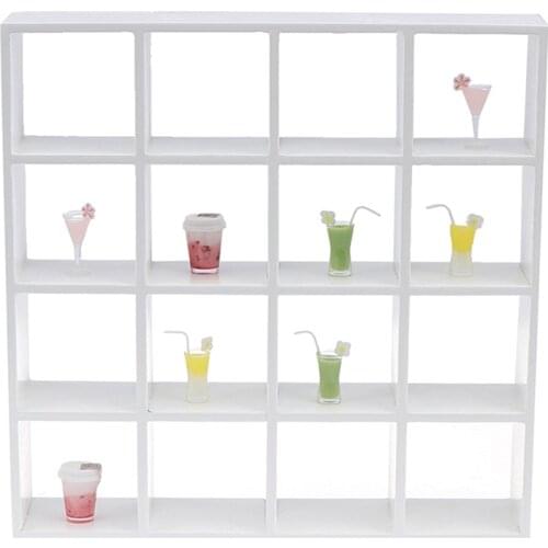 1Pc 1: 12 Dollhouse Miniature Wood Storage Rack 16 Grid Shelves Doll House Furniture Toys Decor