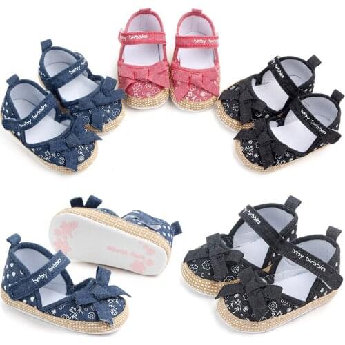 New Fashion Brand Newborn Baby Shoes for Girl Toddler Cute Shoes with Bows Infant Slippers Soft Sole Princess Flats 1 Year Old