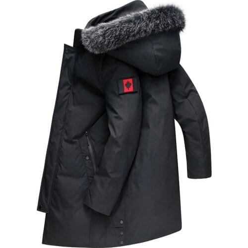 2019 New Fashion Men Jacket Winter Warm Fox Fur Collar Canada Jacket Zipper Decoration Hooded Parka Down Jacket 83190365