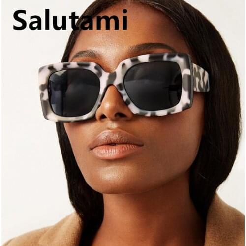 2021 New Luxury Brand Gray Leopard Square Sunglasses For Women Vintage Gradient Uv400 Sun Glasses Men Retro Chic Eyewears Blue