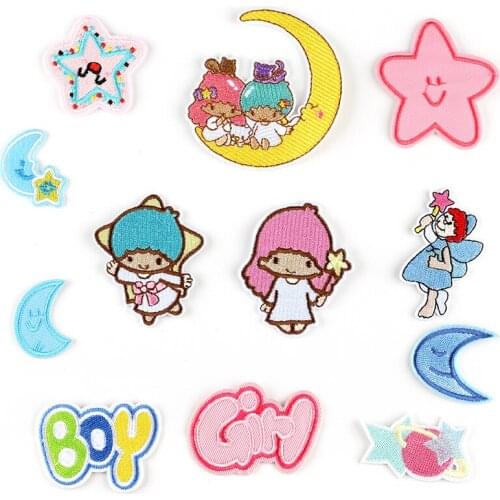 New Cute Cartoon Star Moon Little Angel Embroidery Ironing Patch DIY Shoes Hats Bags Childrens Clothing Accessories