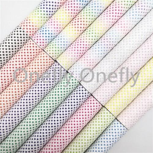 Onefly Polka Dots Printed Glitter Leather Fabric With Soft Felt Backing, Synthetic Leather For Bow DIY handbags shoes FZ011