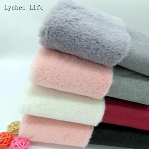 Lychee Life 20x30/50x80cm Plush Rabbit Synthetic Leather Fabric For Bows Handbags Diy Sewing Materials