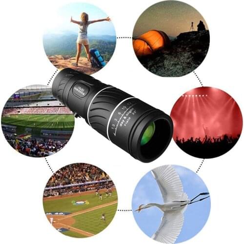 Portable 16 X 52 High Over Binoculars Telescope Monocular 66 / 8000M Plastic Binoculars Outdoor Black Outdoor Sports Telescopes