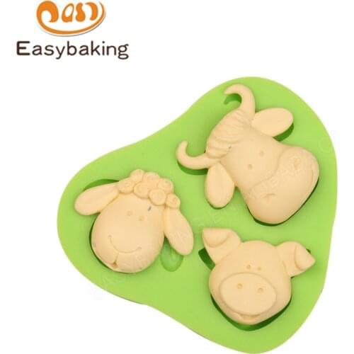 Animal Sheep Pig Cow Head Shape Silicone Fondant Mold Cake Decorating Tools Sugar Paste Chocolate Mould