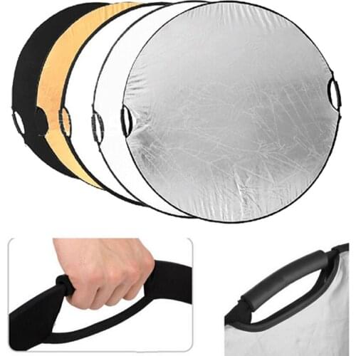 5 in 1 43" 110cm Portable Collapsible Light Round Photography/Photo Reflector Board Non-slip Handle for Photo Studio