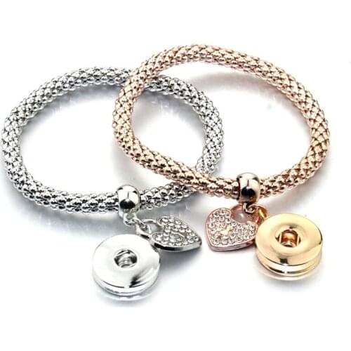 Boom Life New Gold Snap Bracelet For Women Fit DIY 18mm Snap Jewelry Elastic Snap Buttons Bracelet Jewelry 6759