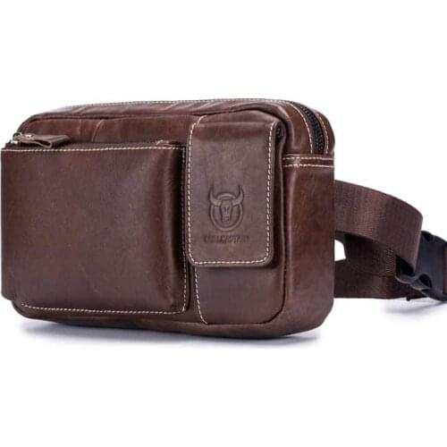 The first layer of cowhide leather multifunctional one-shoulder messenger leather card belt bag