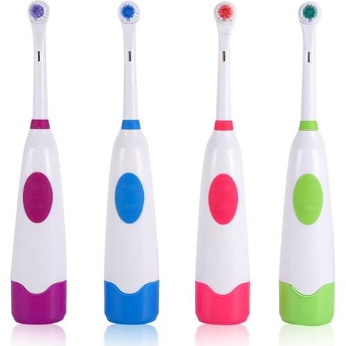 4Colors Waterproof Dental Care Rotary Teeth Whitening Antibacterial Brush Hair Electric Toothbrush With 2Replaceable Brush Heads