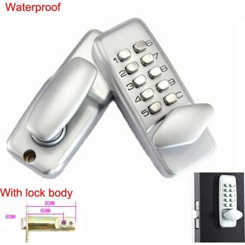 Waterproof Mechanical Digital Coded Door Lock Keyless Push Button keypad with 60mm Latch Manual Door Lock