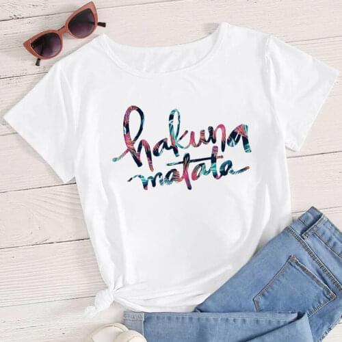 Disney Fashion Women T-shirts The Lion King HAKUNA MATATA Letter Punk Tops Ropa Mujer Super Popular Clothing Plus Size Tshirt