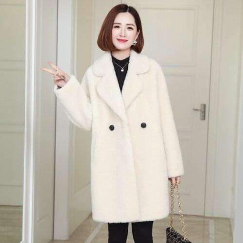 Womens 2020 Coat fashion Winter Jacket Women Clothing Natural Sheep Shearing Fur Coats Long Warm Wool Jackets A260