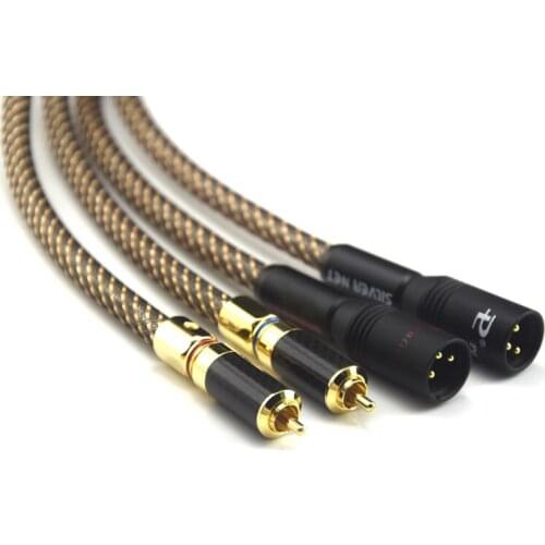 1 Pair Silver Plated Hifi XLR Male to RCA Male Cable QED hifi RCA to XLR Audio Line