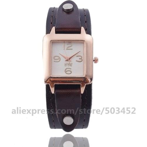100pcs/lot CCQ 92011 Zegarek Damski New Leather Women Watches Unisex Vintage Reminiscence Siamese Fashion Quartz Colck