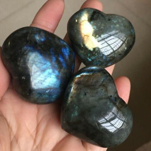 173g 3pcs natural feldspar heart-shaped specimens quartz crystal therapy