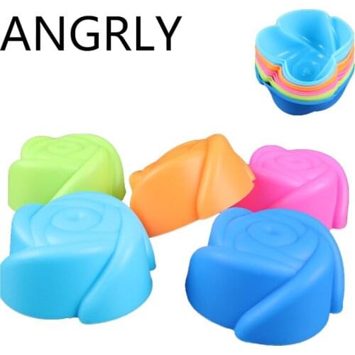 ANGRLY 20Pcs Mini Round Shape Silicone Muffin Cupcake Mould Bakeware Maker Mold Tray Baking Hot Kitchen Baking Tools Candy Gifts