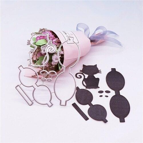 2020 Cat and bow template DIY scrapbook metal cutting die paper card process embossing folder template