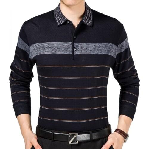 2021 Casual Long Sleeve Business Mens Shirts Male Striped Fashion Brand Polo Shirt Designer Men Tenis Polos Camisa Social