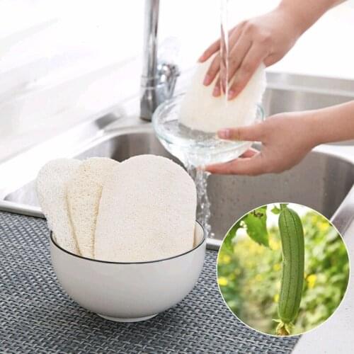 3pcs/set Natural Loofah Dishwashing Cloth Scrub Pad Dish Bowl Pot Easy To Clean Scrubber Sponge Kitchen Clean Brushes Scrub Pad