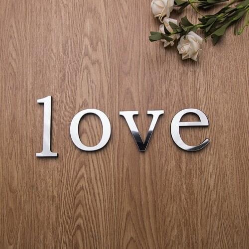 3D English Words Wall Sticker Gold Silver Black Art Wall Decals For Wedding Birthday Party Decals Home Decor Office Decorate