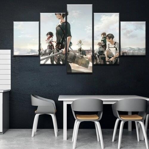5 Piece Canvas Wall Art Prints Anime Poster Giant Figure Modular Pictures Home Modern Decor Living Room Decoration Paintings