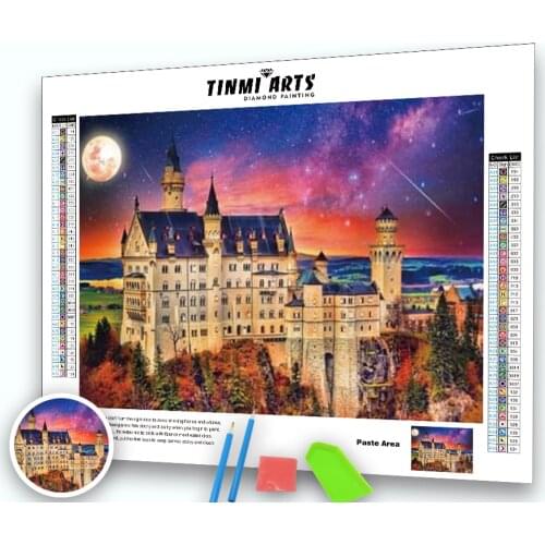 5D Diamond Painting Night Moon Villa Landscape Diamond Embroidery Scenery Handicraft Full Round New Arrival Home Decor