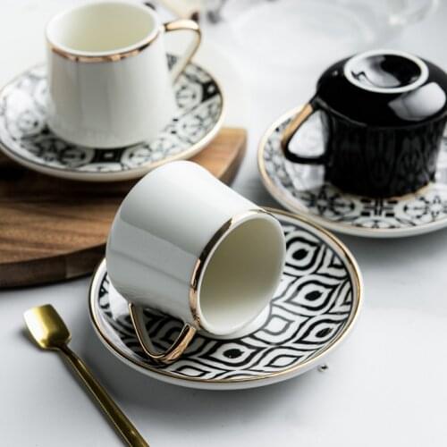 80ml Turkish Espresso Cups With Saucers Ceramic Cup Set For Black Tea Coffee Kitchen Party Drink Ware Home Decor Creative Gifts