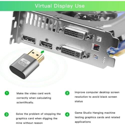 HDMI-compatible Virtual Display Adapter DDC EDID Dummy Latest Consumption Plug Power Chip Plate No Low Heat Lock Z8C7