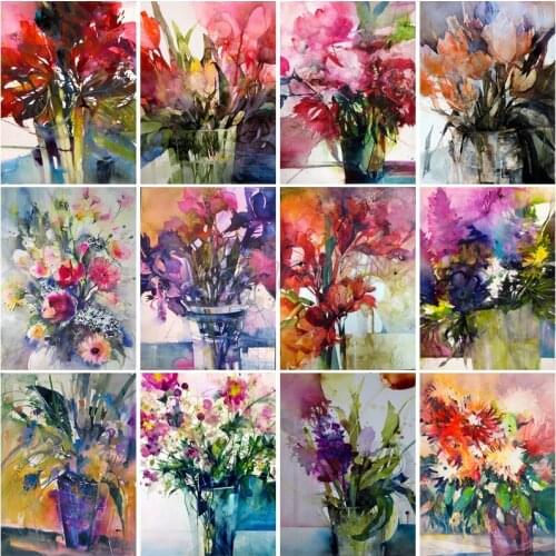 Diamond Painting Watercolor Flower Embroidery Mosaic Picture Wall Sticker Modern Home European Style Decorative Painting