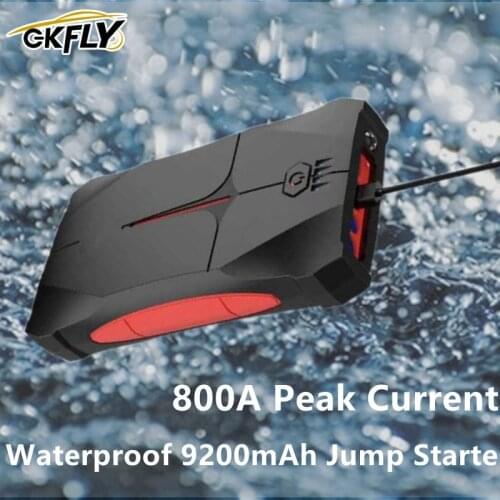 12V 800A 9200mAh GKFLY Car Jump Starter Emergency Power Bank IP66 waterproof Suitable For Car/Motorcycle 4 Modes Of LED Light