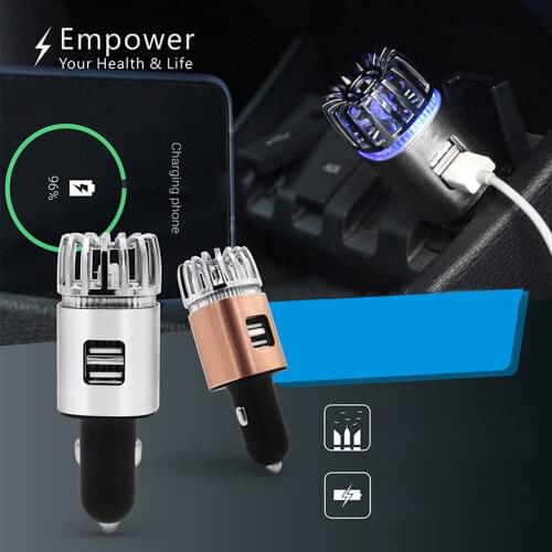 12V 2 in 1 Car Air Purifier Ionizer Dual USB Plug-in Ionic Anti-Microbial Car Deodorizer Remove Smoke Pet Odors Eliminator