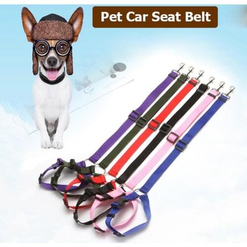 Pet Car Seat Belt Dog Safety Seatbelt Puppy Vehicle Traction Belts Harness Adjustable Collar Diameter 25cm Rope Length 77cm