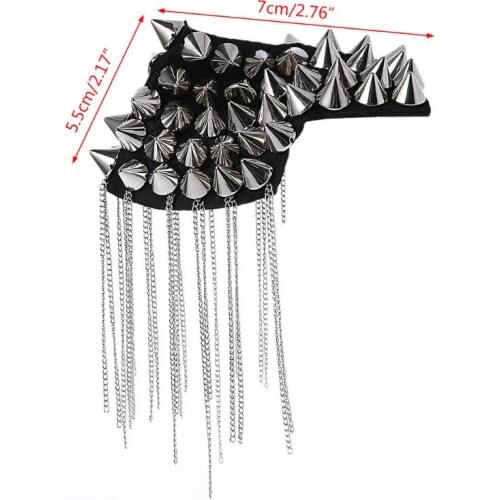 Punk Gothic Tassel Stud Pin Brooch Epaulette Shoulder Mark Board Epaulet