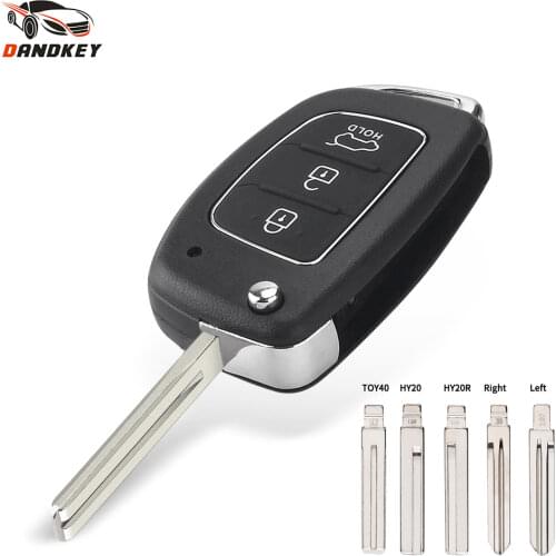 Dandkey Uncut Key Blade 3 Buttons Flip Remote Blank Car Key Case For Hyundai Solaris i10 i20 i30 i35 i40 IX45 Series Key Shell