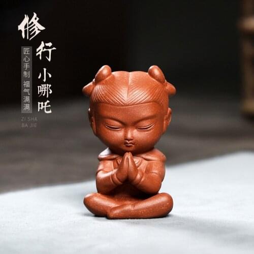 Two 】 yixing pure manual cut slope mud purple sand tea pet furnishing articles play small practice which zha personality