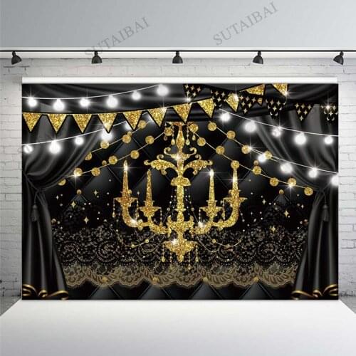Golden Chandelier Photography Backdrop Boudoir Headboard Background Masquerade Party 1920s Gatsby Shoot Graduation Wedding Props
