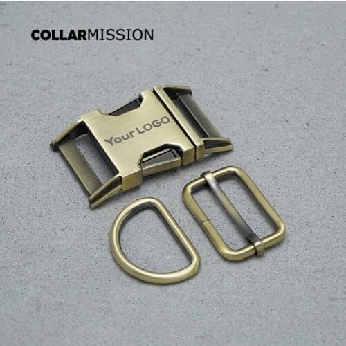 Engraving(Metal Buckle+ Adjust Buckle+ D Ring )Metal Plated Buckle For Backpack Webbing DIY Dog Collar Bag 30mm Copper Accessory