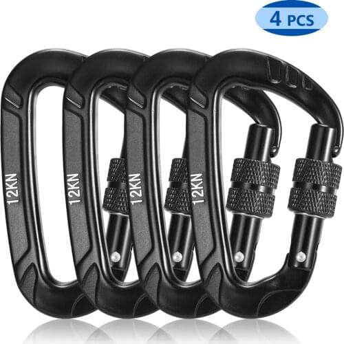 4pcs 12KN Wiregate Carabiner Snag Free Carabiner Steel Spring Clip Lightweight Hammock Swing Clip Equipment