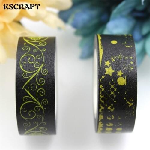 KSCRAFT 15mm*10m Adhesive Tape for Scrapbooking DIY Craft Sticky Deco Masking Japanese Paper Washi Tape Black retro