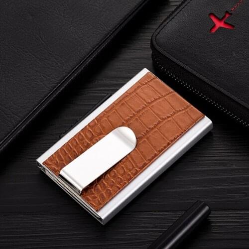 Metal Money Clip Wallet Smart Card Holder RFID Men Business ID Credit Card Holder Carbon Fiber Wallet Mens CardHolder 4 Colors