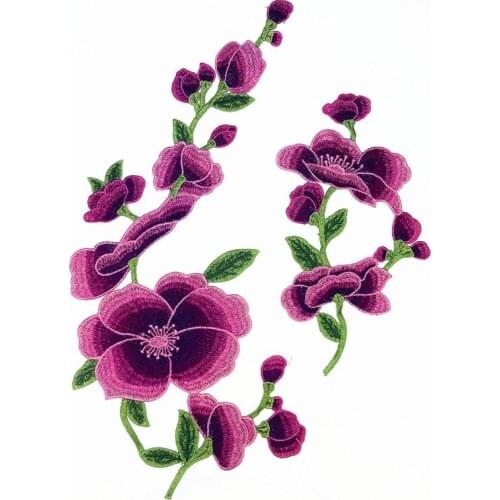 1 Pair Cheongsam Accessories Lotus Flower Clothes Embroidered Lace Fabric Sew on Patches Clothing DIY Accessories