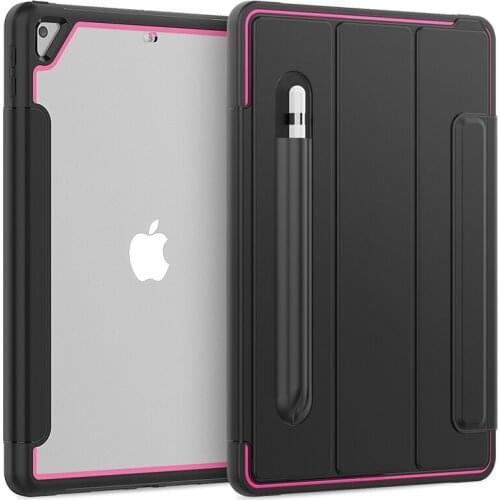 Magnetic TPU Leather Case for iPad 7 10.2 Smart Cover with Pencil Slot and Auto Sleep Wake UP Function for iPad 8 10.2 2020+Pen