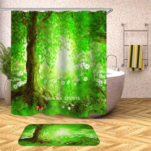 Washable Home Decor Oil Paint Animal Dog Owl Flower Tree Shower Curtain Nordic Style Now Simple Wavy Bathroom Partition Curtain