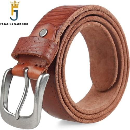 FAJARINA Unisex Classic Style 100% Pure Real Genuine Leather Belts Female High Quality Cowhide Straps Male Belt Male N17FJ310