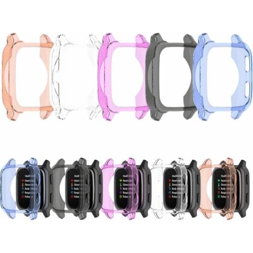 TPU Soft Case Shell Full Edge Frame Glass Screen Protector For Garmin Venu SQ Sport Smart Watch Protective Bumper Cover