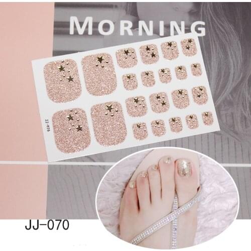 Lamemoria 22 Tips/Flake Nail Art Sticker Strawberry Glitter Nail Cover Multicolor Nail Art Full Adhesive Sticker Tips Manicure