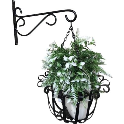 Wall-mounted Flower Hanging Hooks Holder Plant Flower Pot Basket Bracket Decoration for Garden ALI88