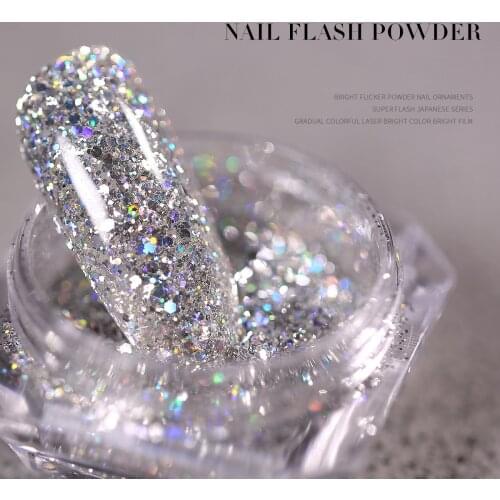 Nail Art DIY New Hot Platinum Powder 3D Mixed 8 Color Nail Dust Sets Glitter Siliver Sequins Flakes Manicures Decoration